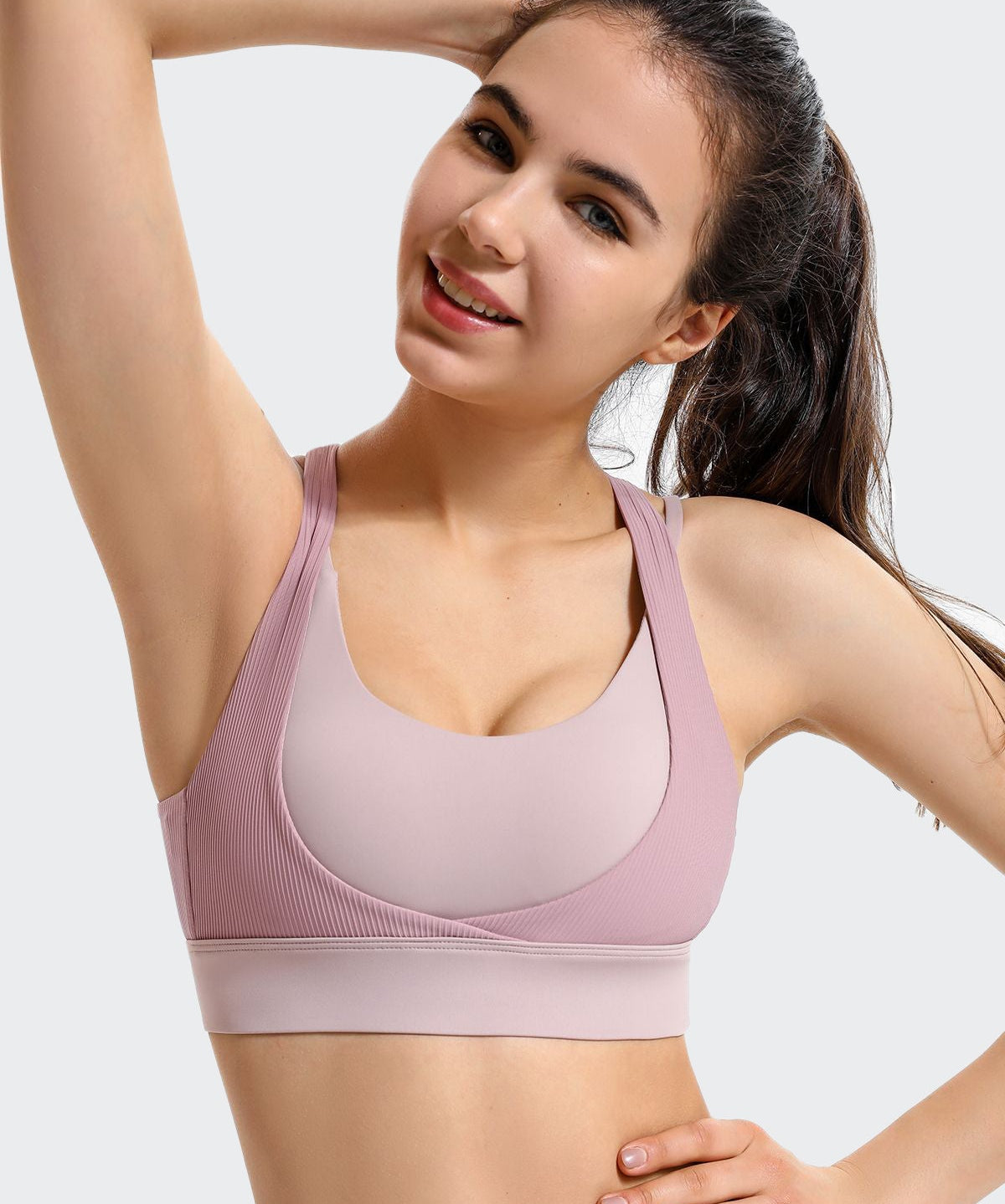 Ribbed Racerback Sports Bra High Support by bornfocus