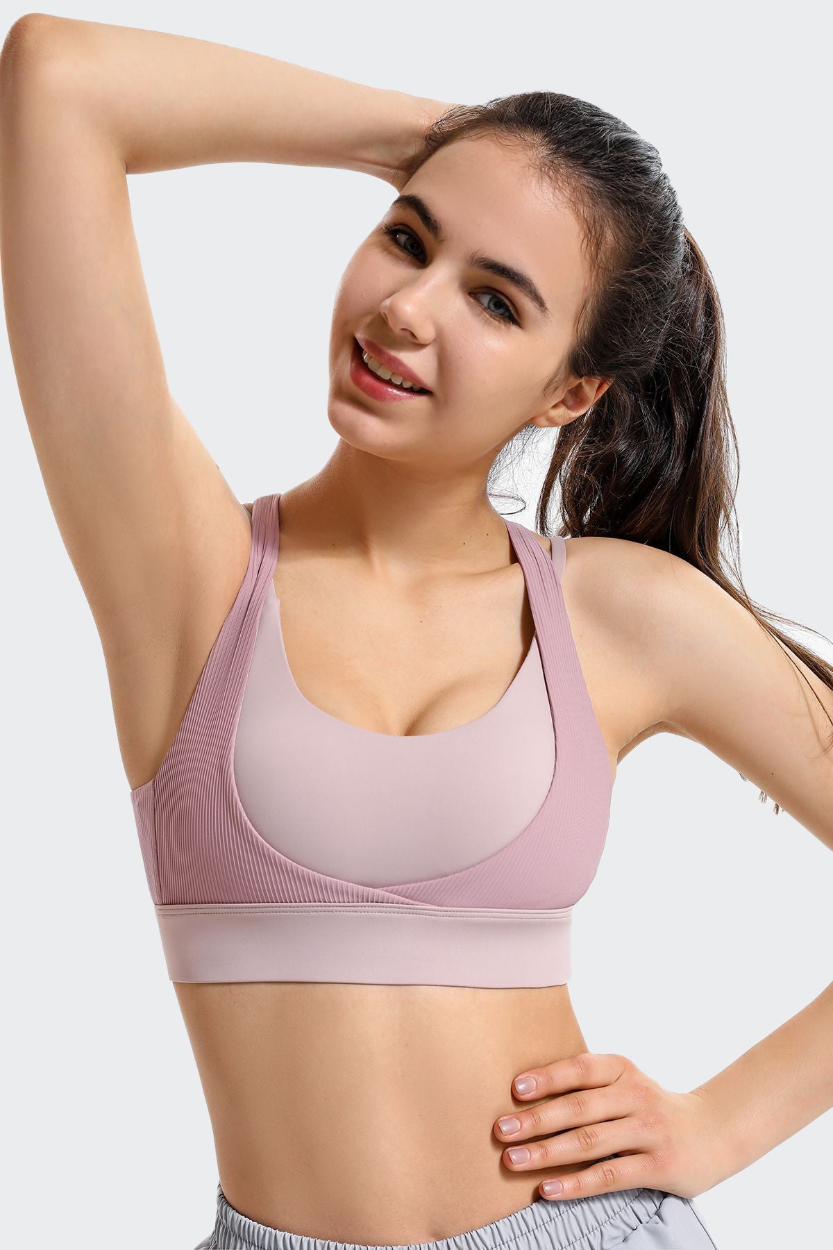 Ribbed Racerback Sports Bra High Support by bornfocus