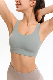 Crossover Sports Bra with Adjustable Buckles by bornfocus