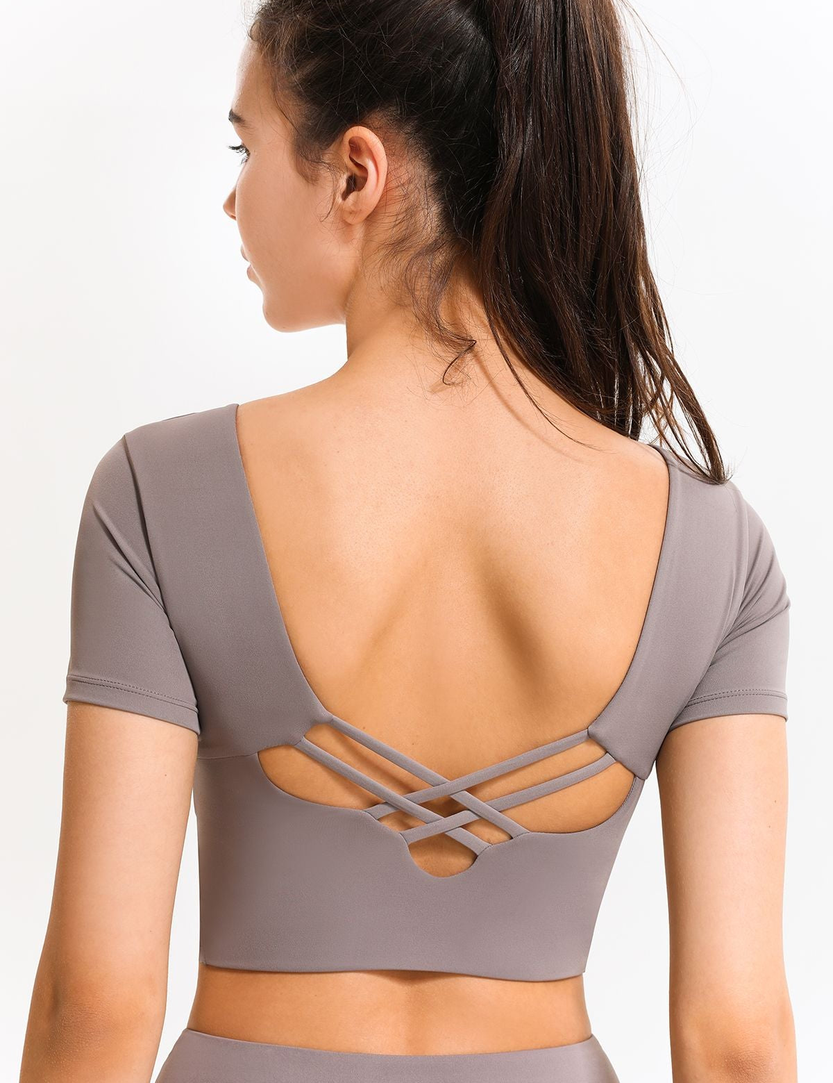 U Neck Short Sleeve Shirts Built-in Bra by bornfocus