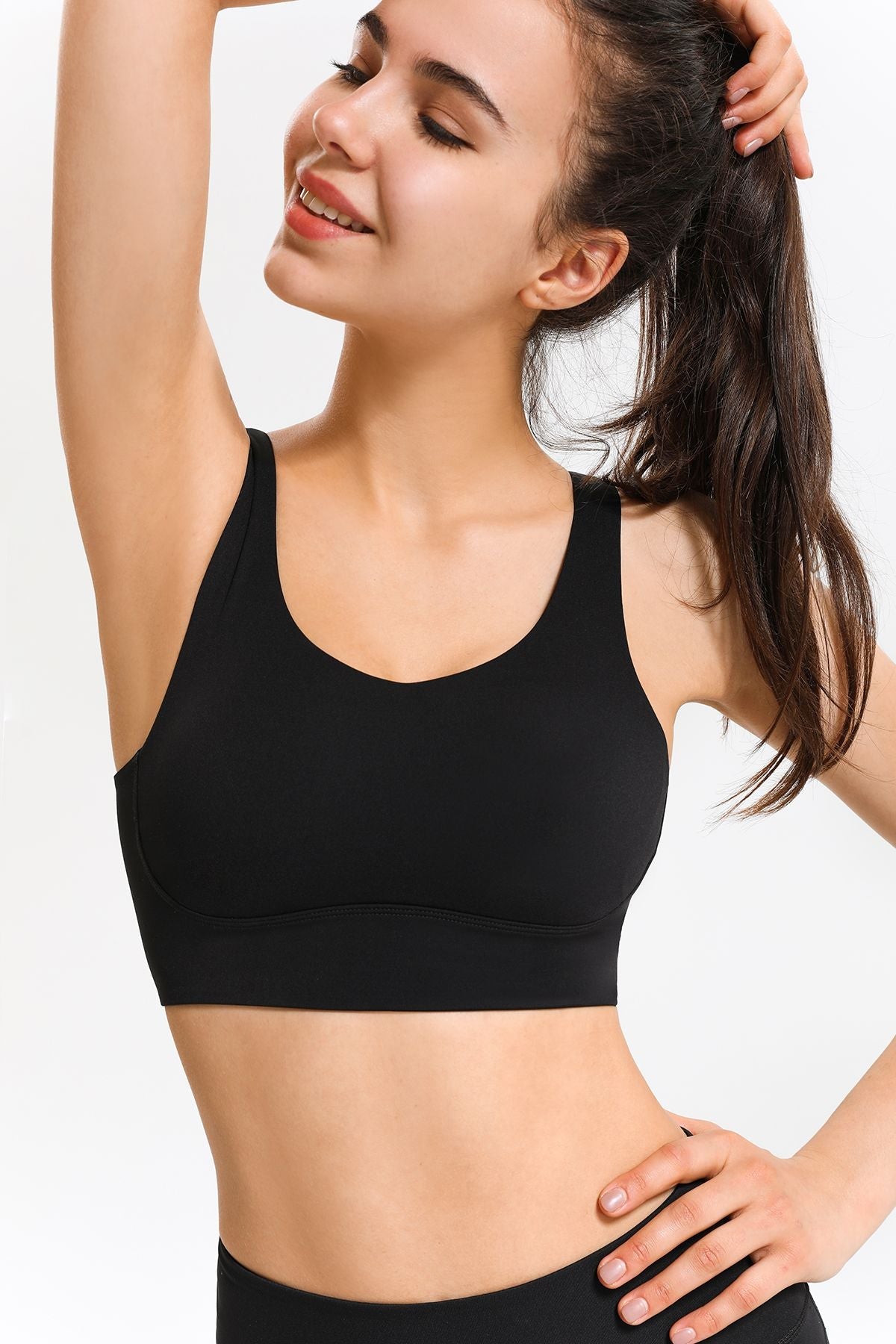 Crossover Sports Bra with Adjustable Buckles by bornfocus