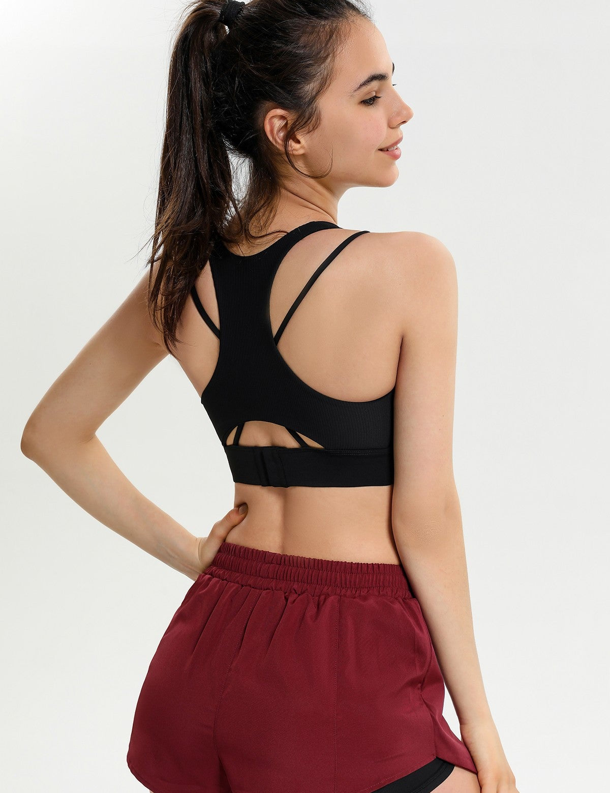 Ribbed Racerback Sports Bra High Support by bornfocus