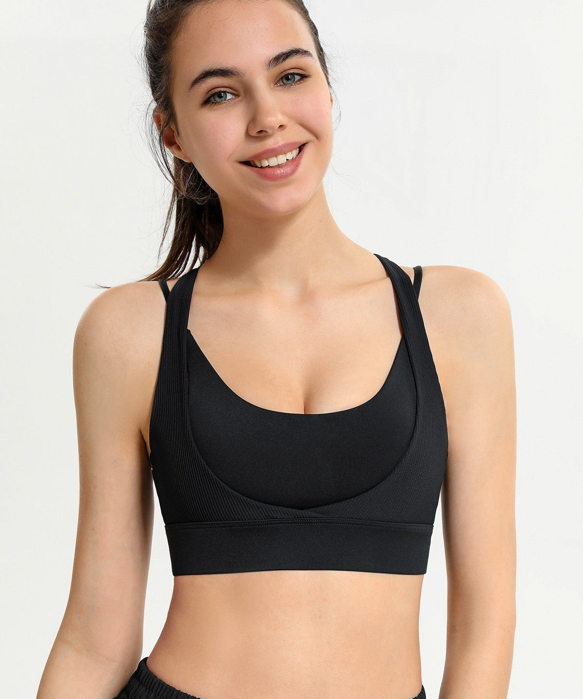 Ribbed Racerback Sports Bra High Support by bornfocus