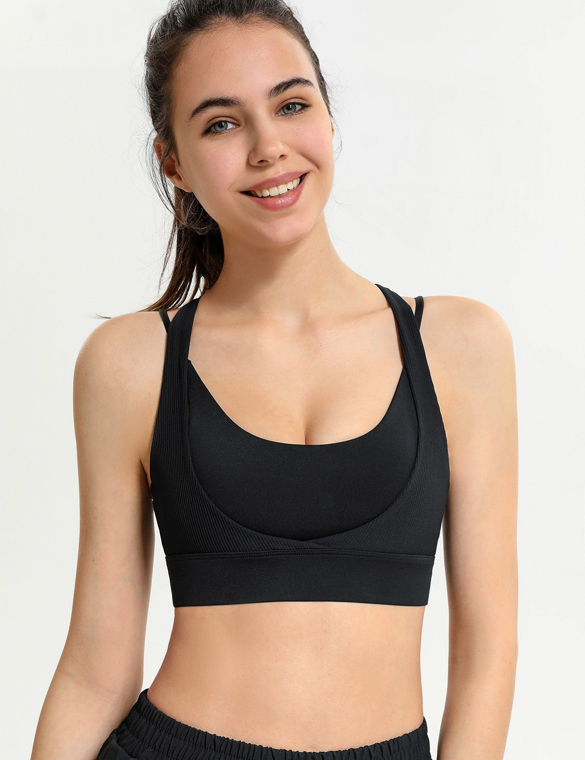 Ribbed Racerback Sports Bra High Support by bornfocus