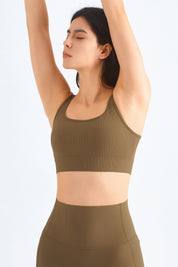 Seamless Ribbed Backless Sports Bra by bornfocus