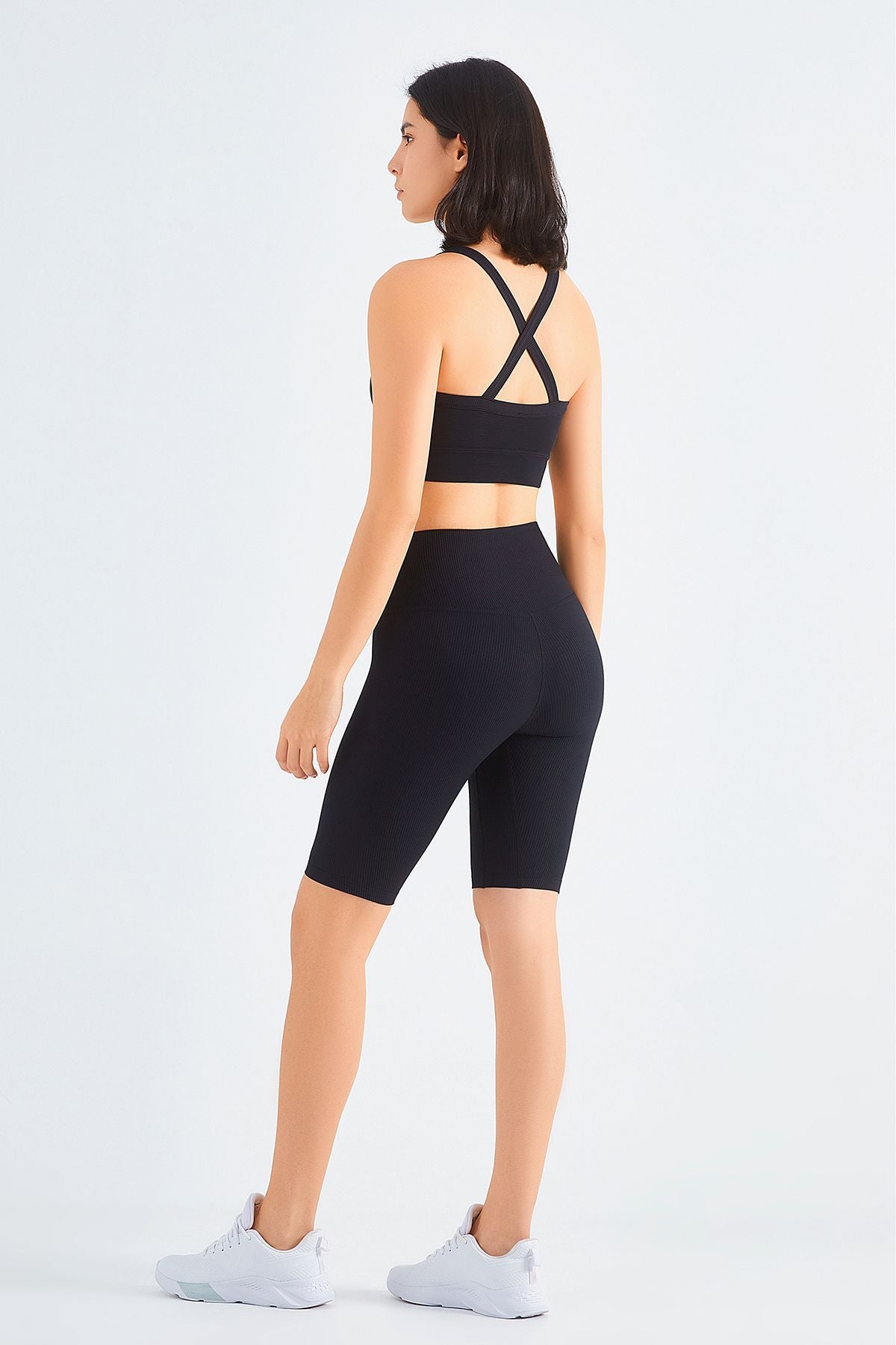 Rib-Knit Crossover Sports Bra by bornfocus