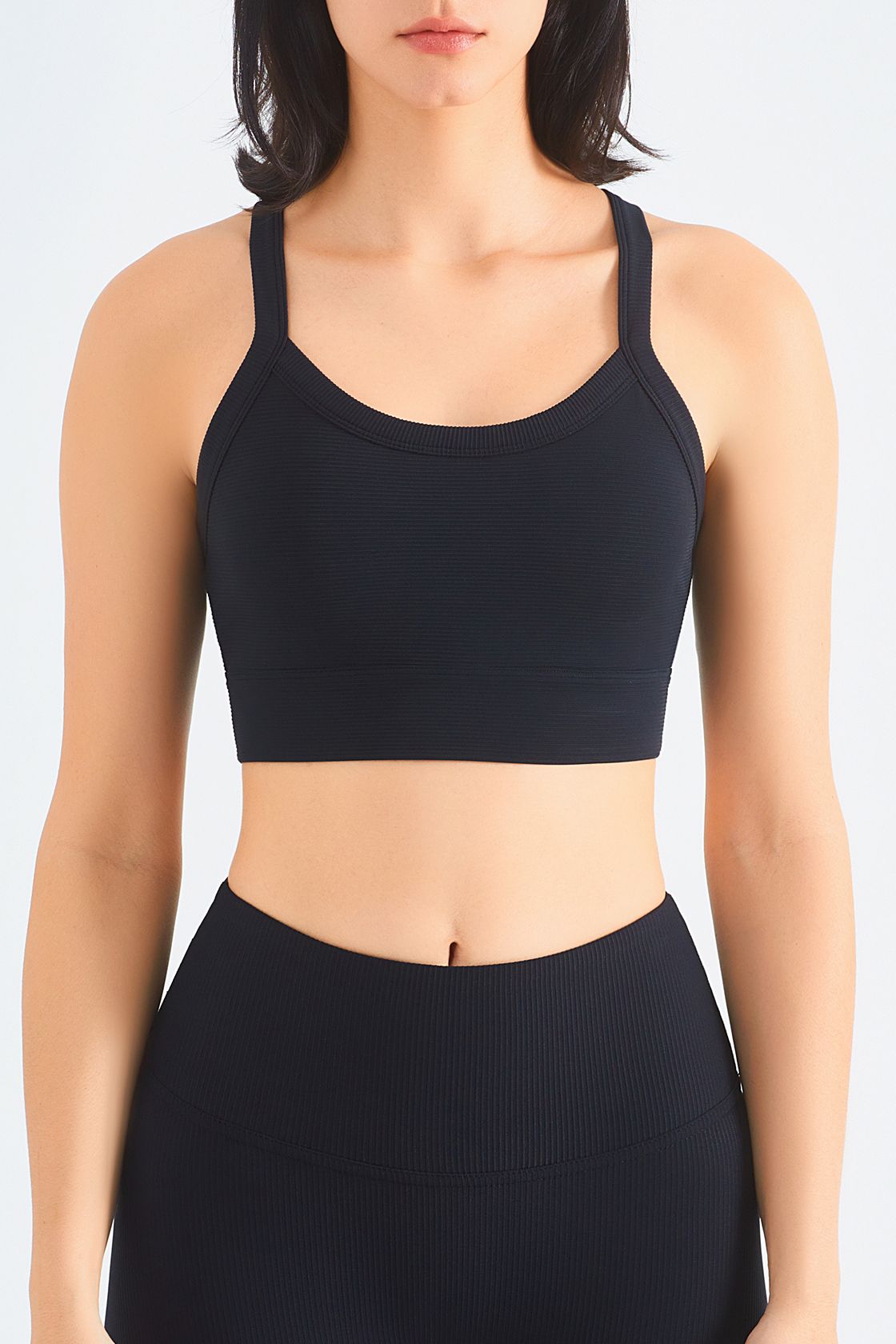 Rib-Knit Crossover Sports Bra by bornfocus