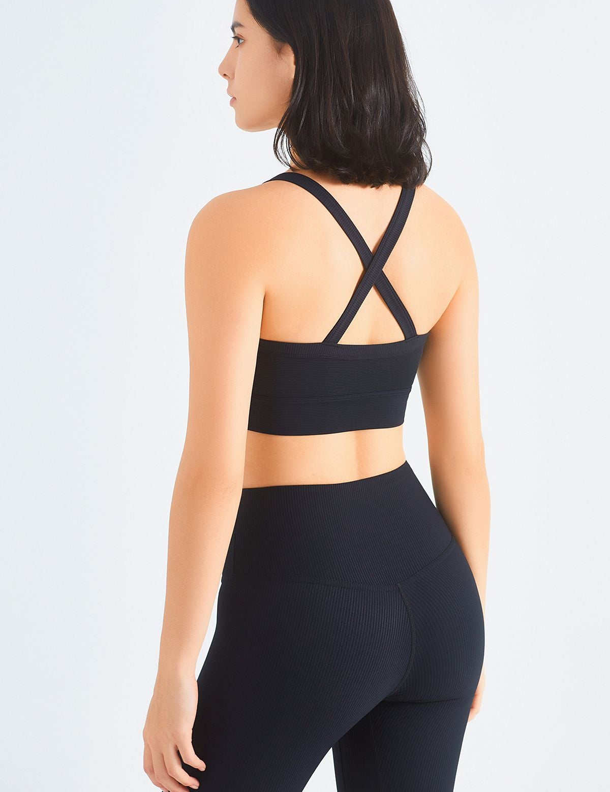 Rib-Knit Crossover Sports Bra by bornfocus