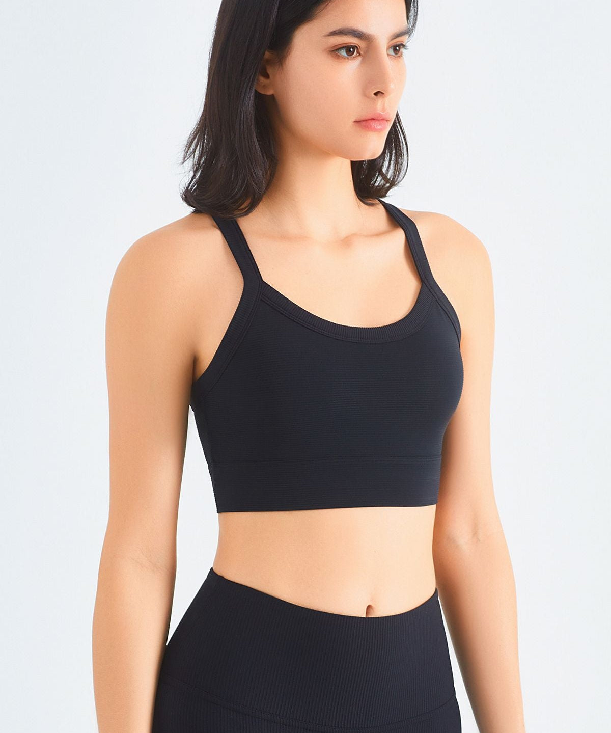 Rib-Knit Crossover Sports Bra by bornfocus