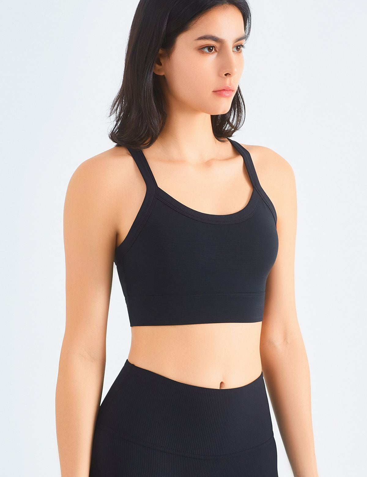 Rib-Knit Crossover Sports Bra by bornfocus