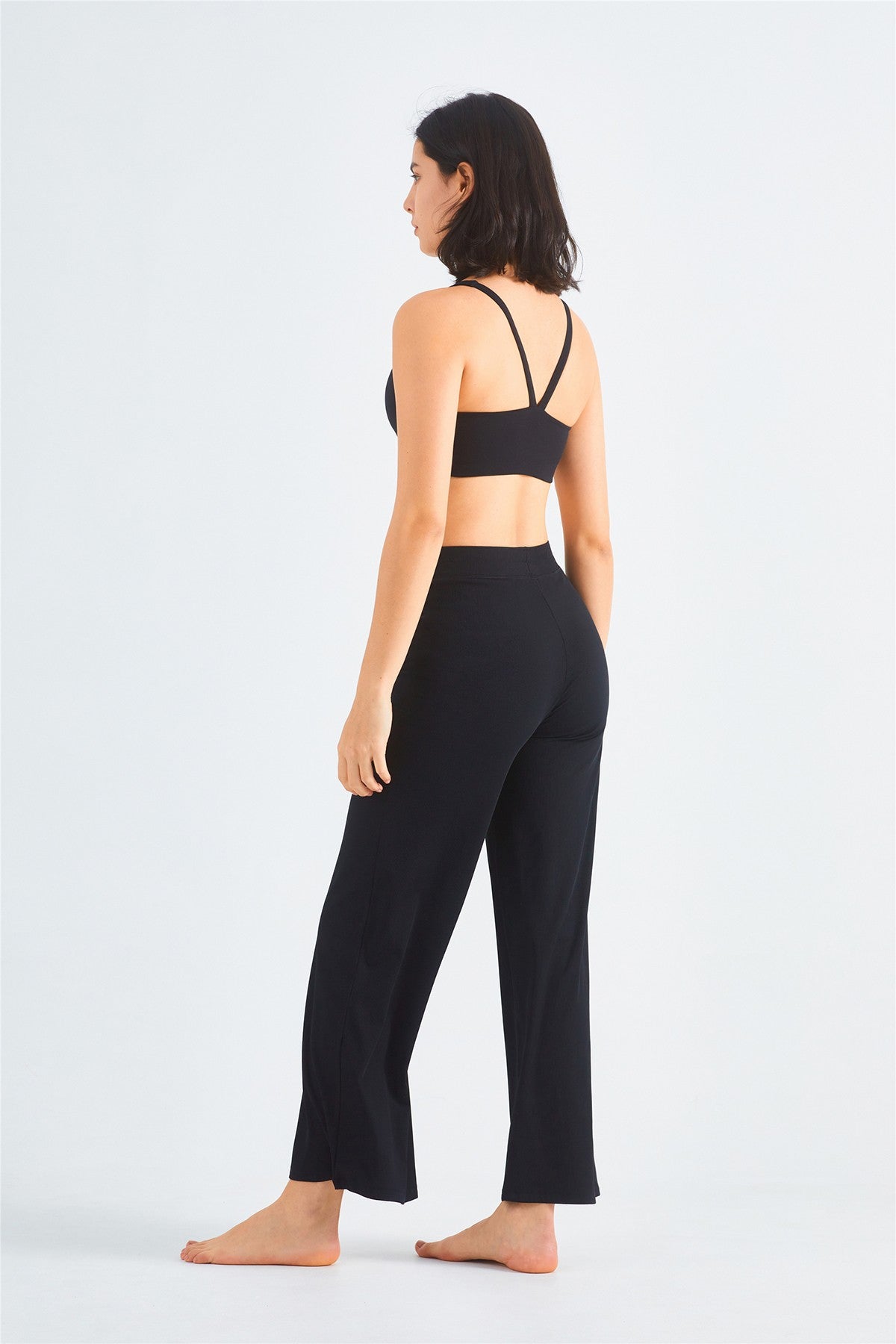 Wide-Leg Yoga Pants with Drawstring by bornfocus