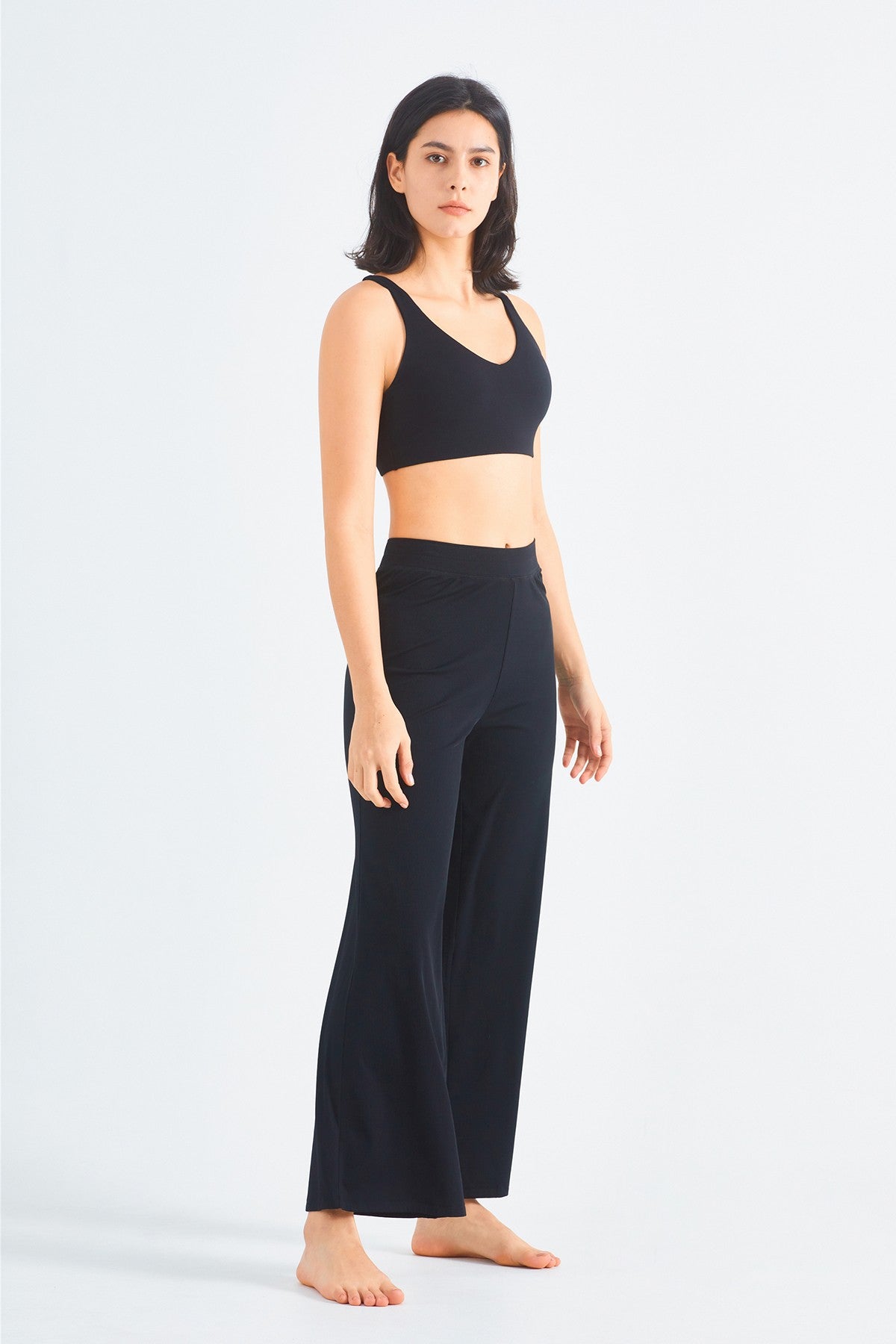 Wide-Leg Yoga Pants with Drawstring by bornfocus