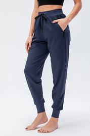 High-Waist Tapered Jogger Pant with Drawstring by bornfocus