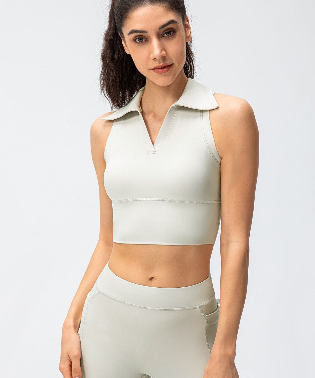 Retro Lapel Collar Cropped Sleeveless Tank Tops by bornfocus