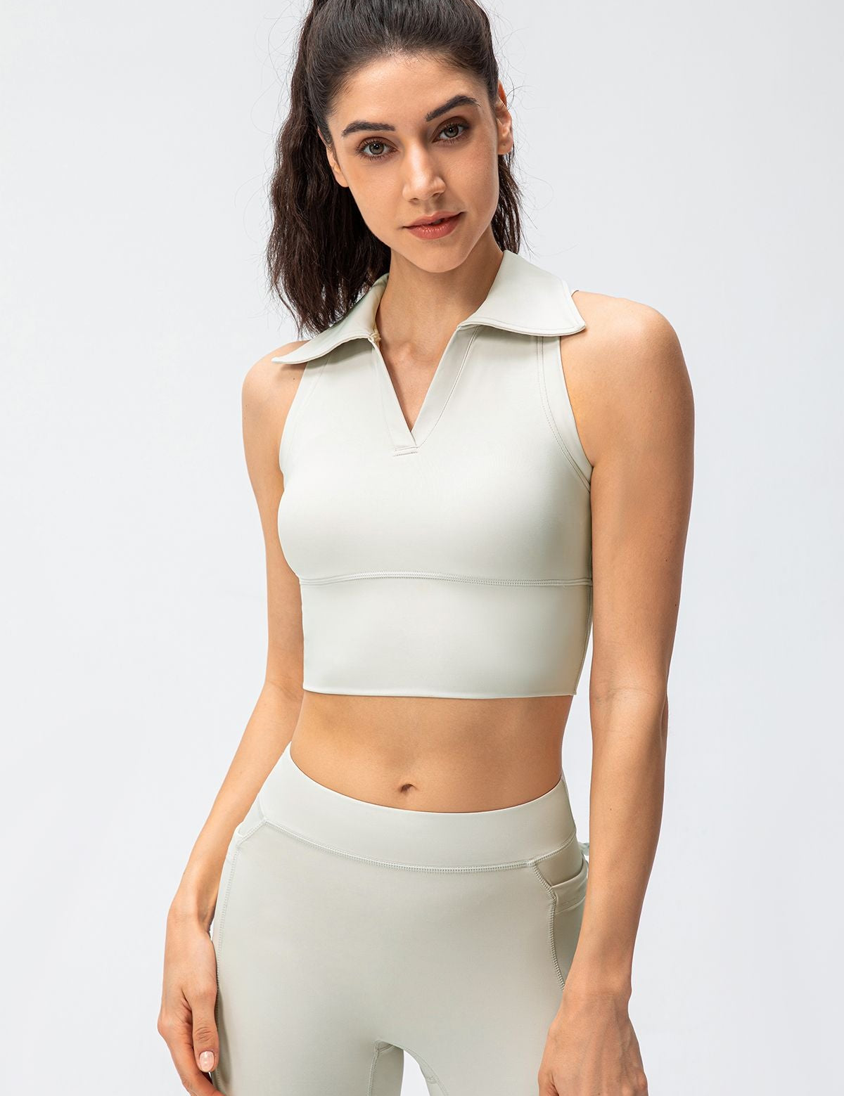 Retro Lapel Collar Cropped Sleeveless Tank Tops by bornfocus