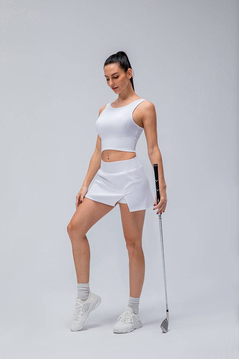 Ribbed Tennis Skirts Built-in Short Liner by bornfocus