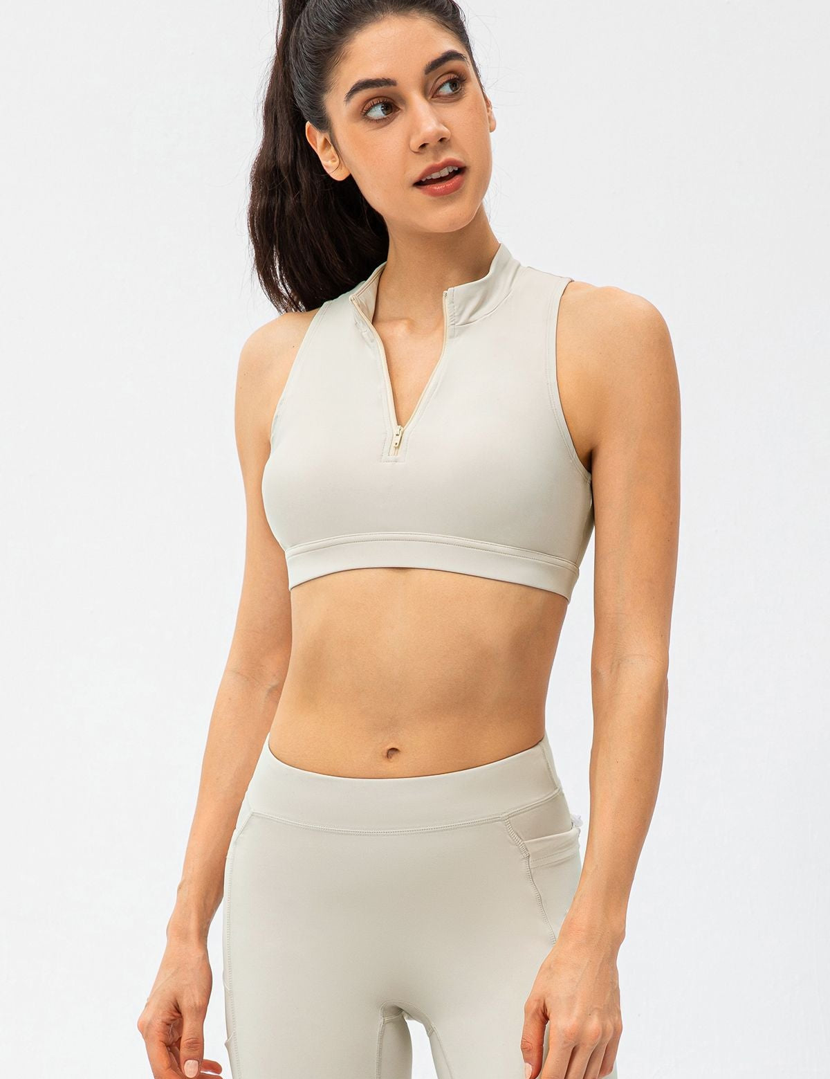 Zipper Sleeveless Crop Top by bornfocus