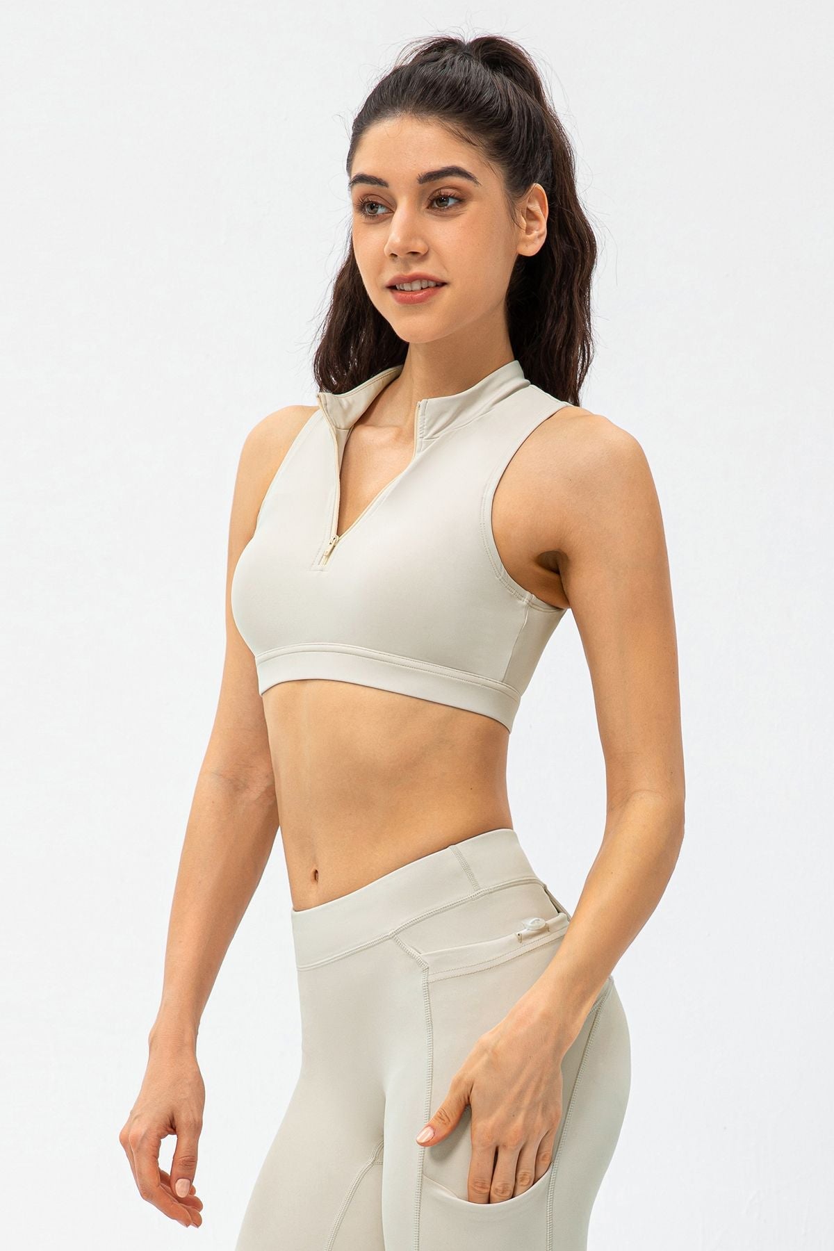 Zipper Sleeveless Crop Top by bornfocus