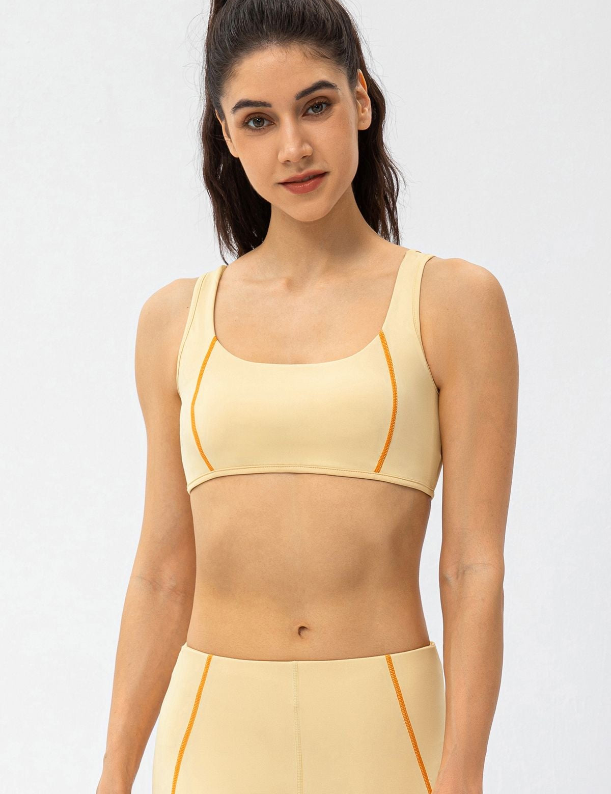 Contrast Trim Back Cutout Sports Bras Light Support by bornfocus