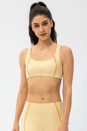 Contrast Trim Back Cutout Sports Bras Light Support by bornfocus