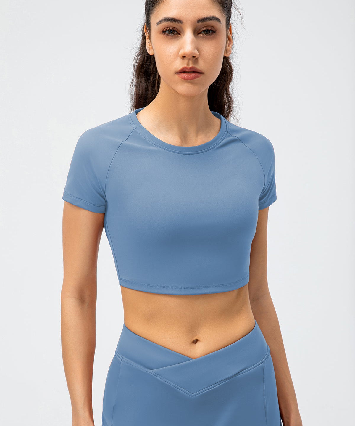 Crew Neck Cropped Short Sleeve T-Shirts by bornfocus