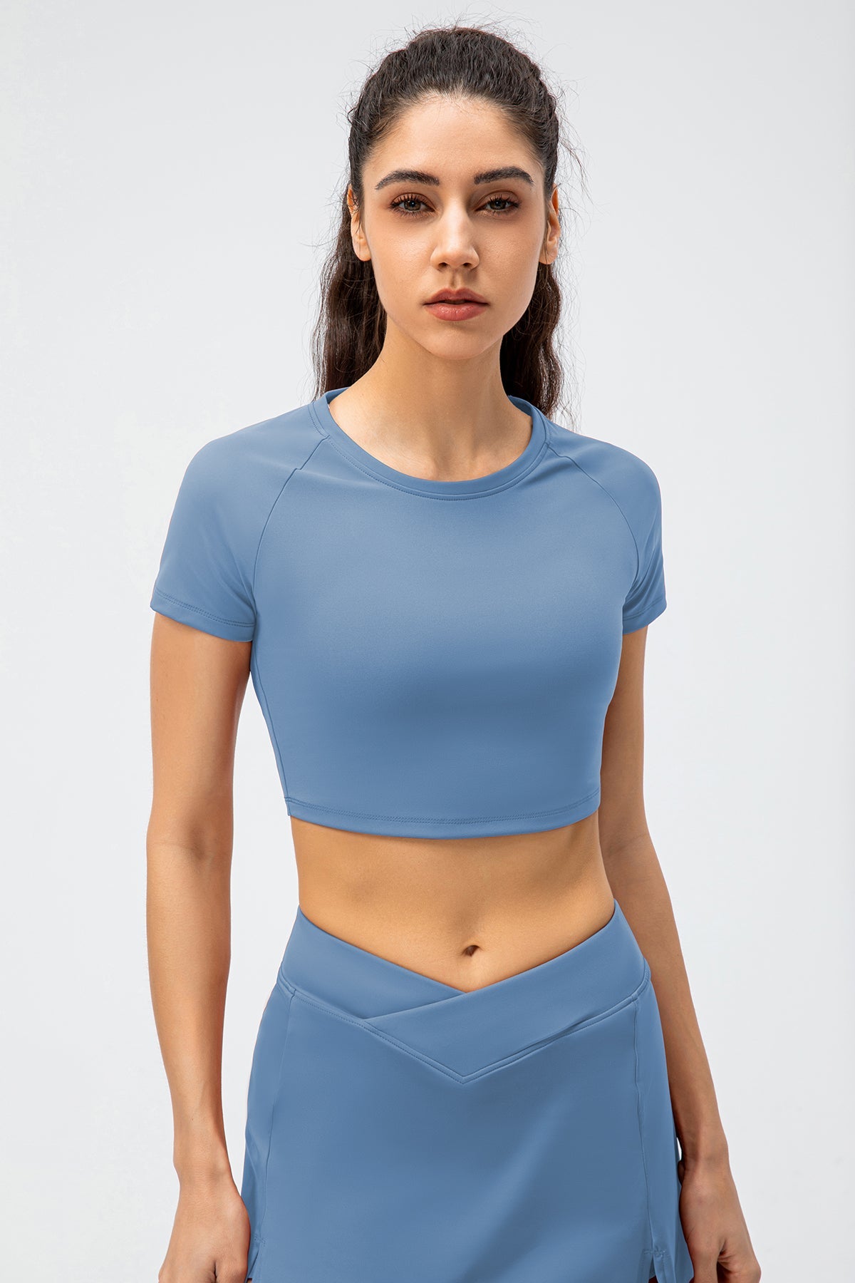 Crew Neck Cropped Short Sleeve T-Shirts by bornfocus