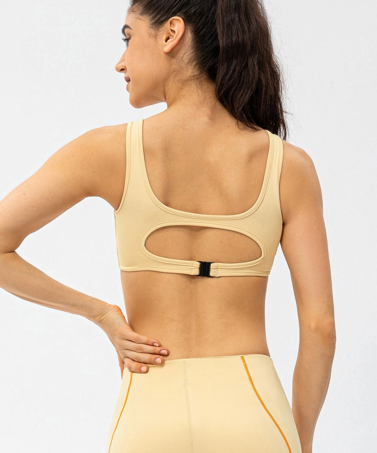 Contrast Trim Back Cutout Sports Bras Light Support by bornfocus