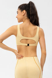 Contrast Trim Back Cutout Sports Bras Light Support by bornfocus