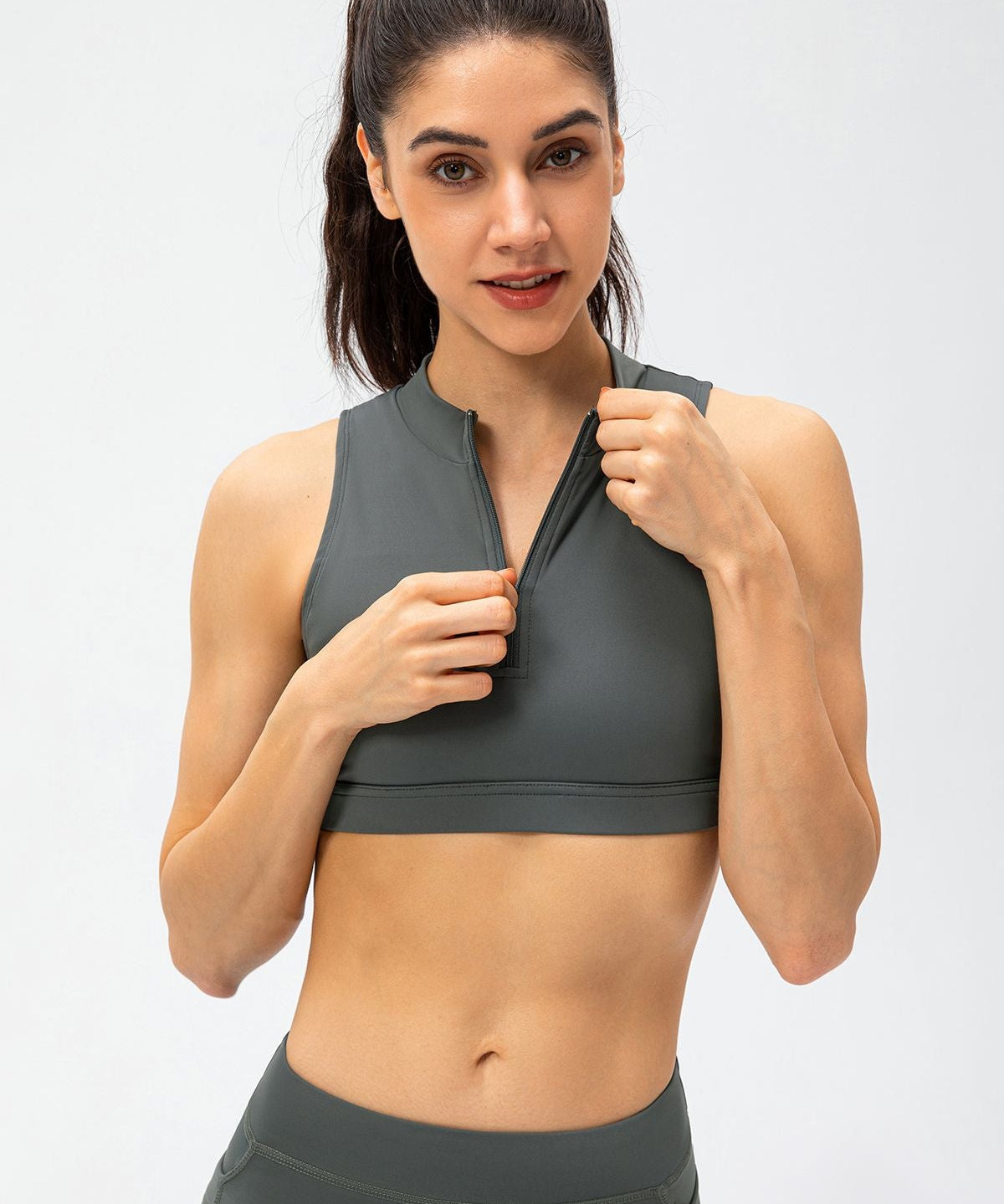 Zipper Sleeveless Crop Top by bornfocus