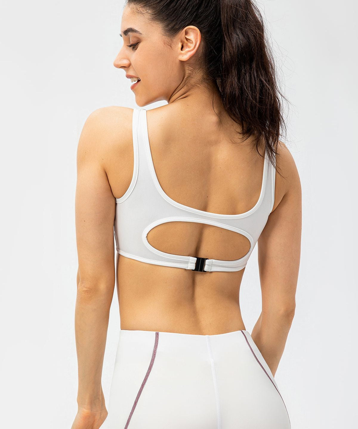 Contrast Trim Back Cutout Sports Bras Light Support by bornfocus