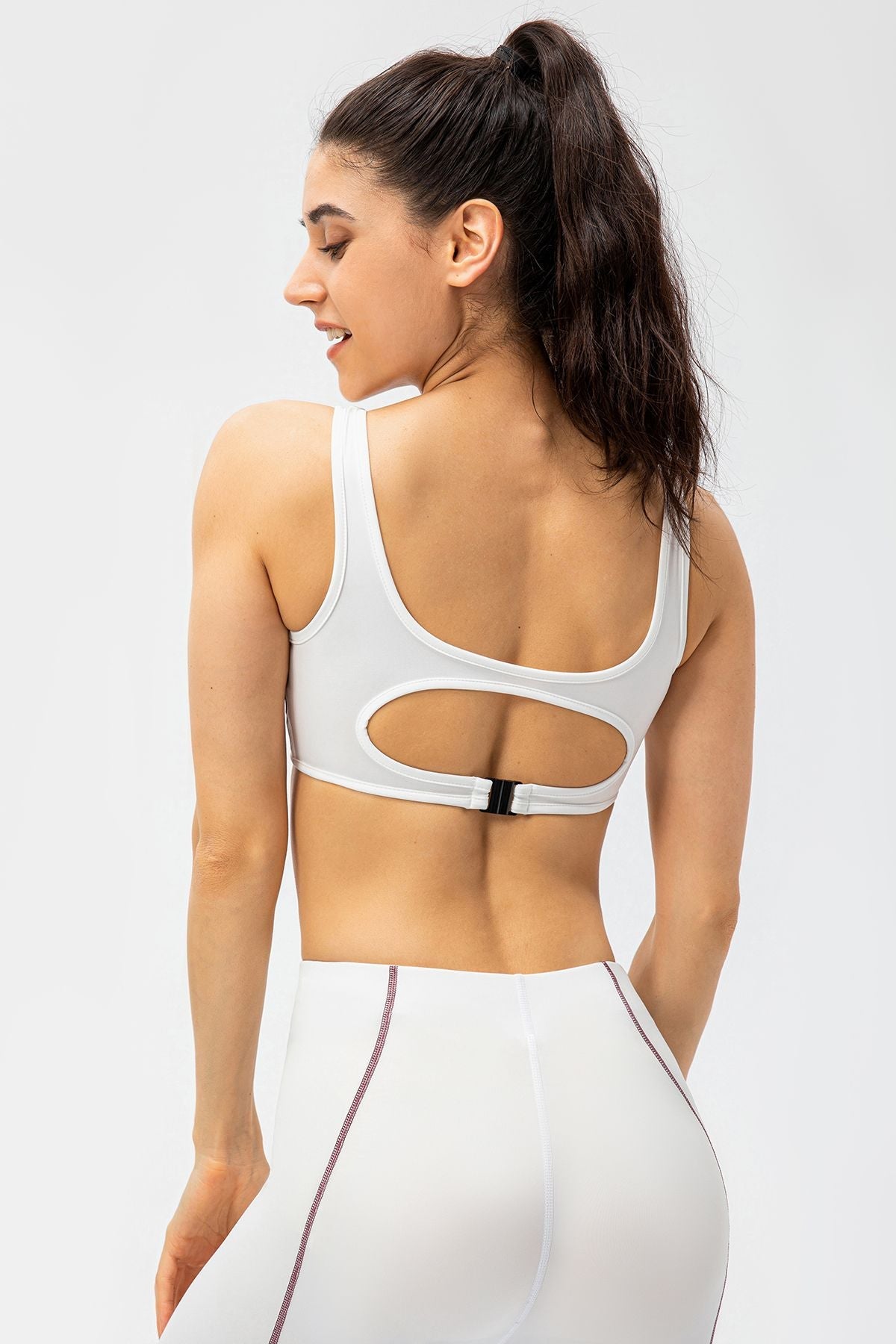 Contrast Trim Back Cutout Sports Bras Light Support by bornfocus