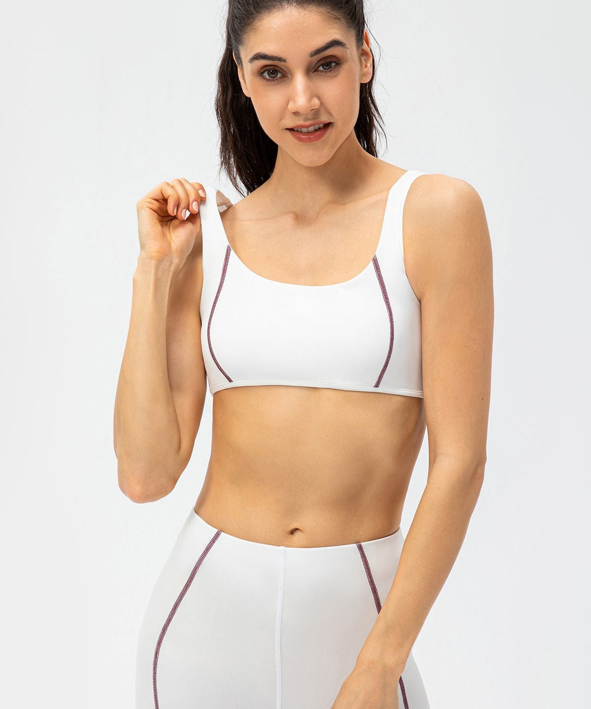 Contrast Trim Back Cutout Sports Bras Light Support by bornfocus