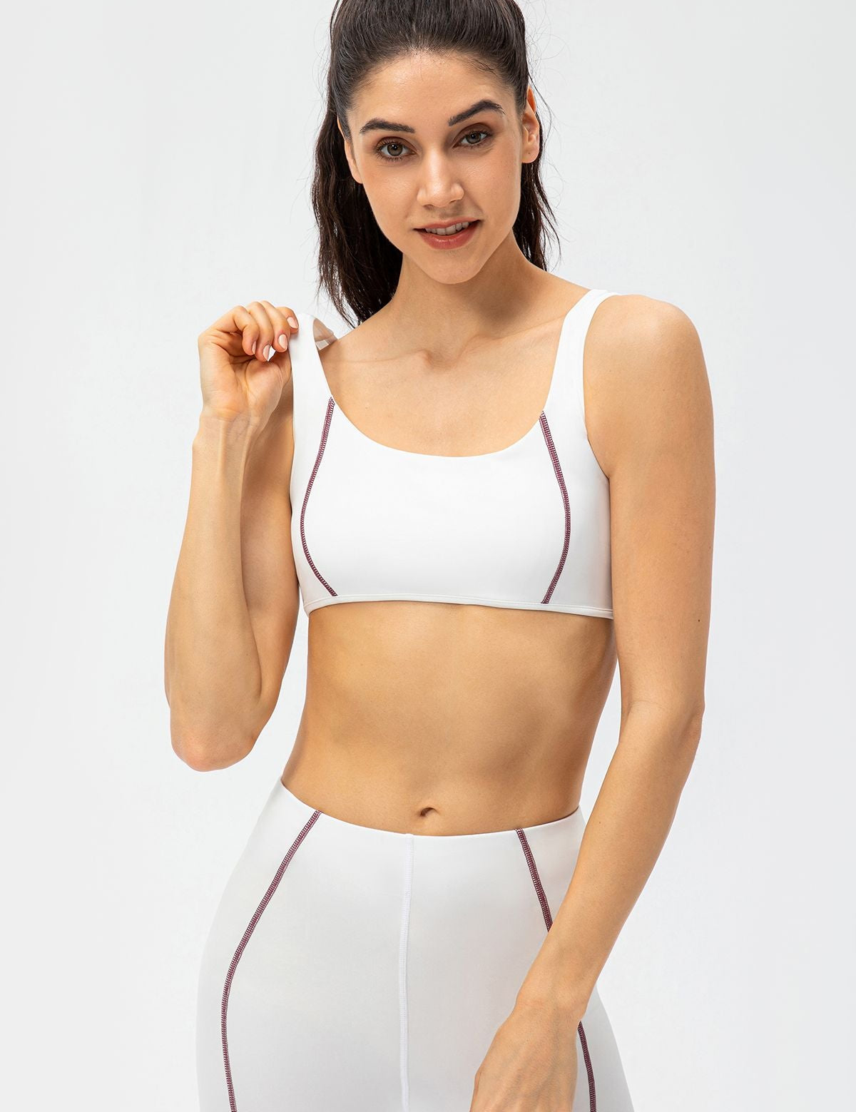 Contrast Trim Back Cutout Sports Bras Light Support by bornfocus