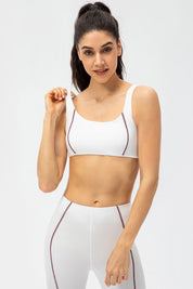 Contrast Trim Back Cutout Sports Bras Light Support by bornfocus