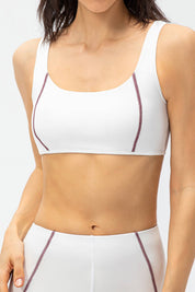 Contrast Trim Back Cutout Sports Bras Light Support by bornfocus