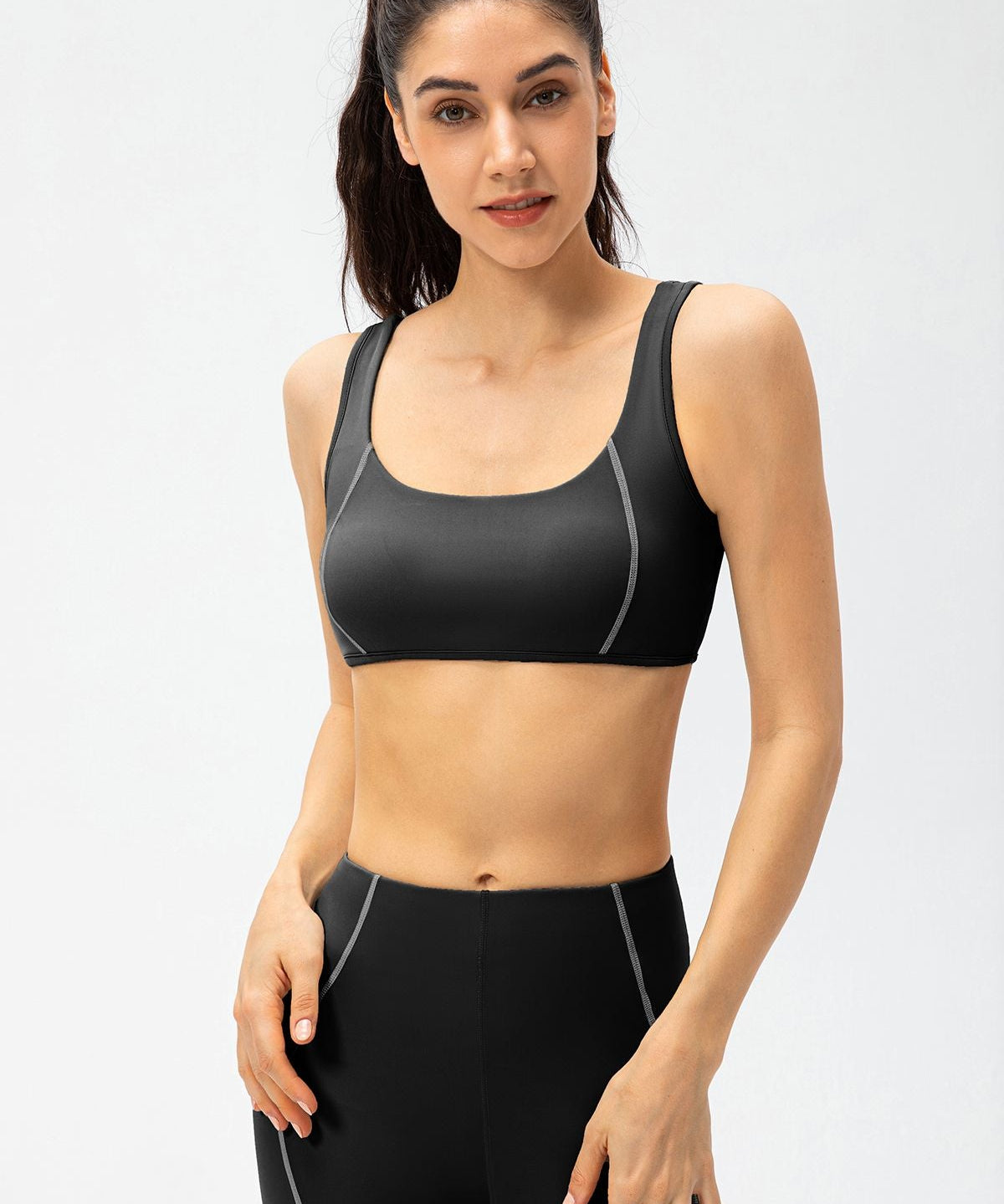 Contrast Trim Back Cutout Sports Bras Light Support by bornfocus