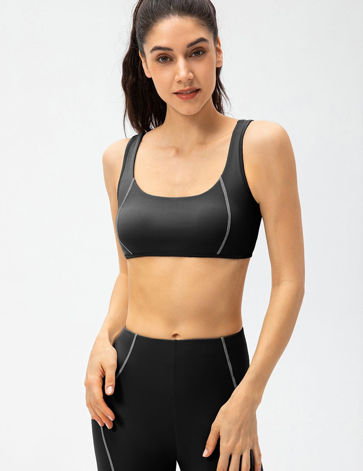 Contrast Trim Back Cutout Sports Bras Light Support by bornfocus