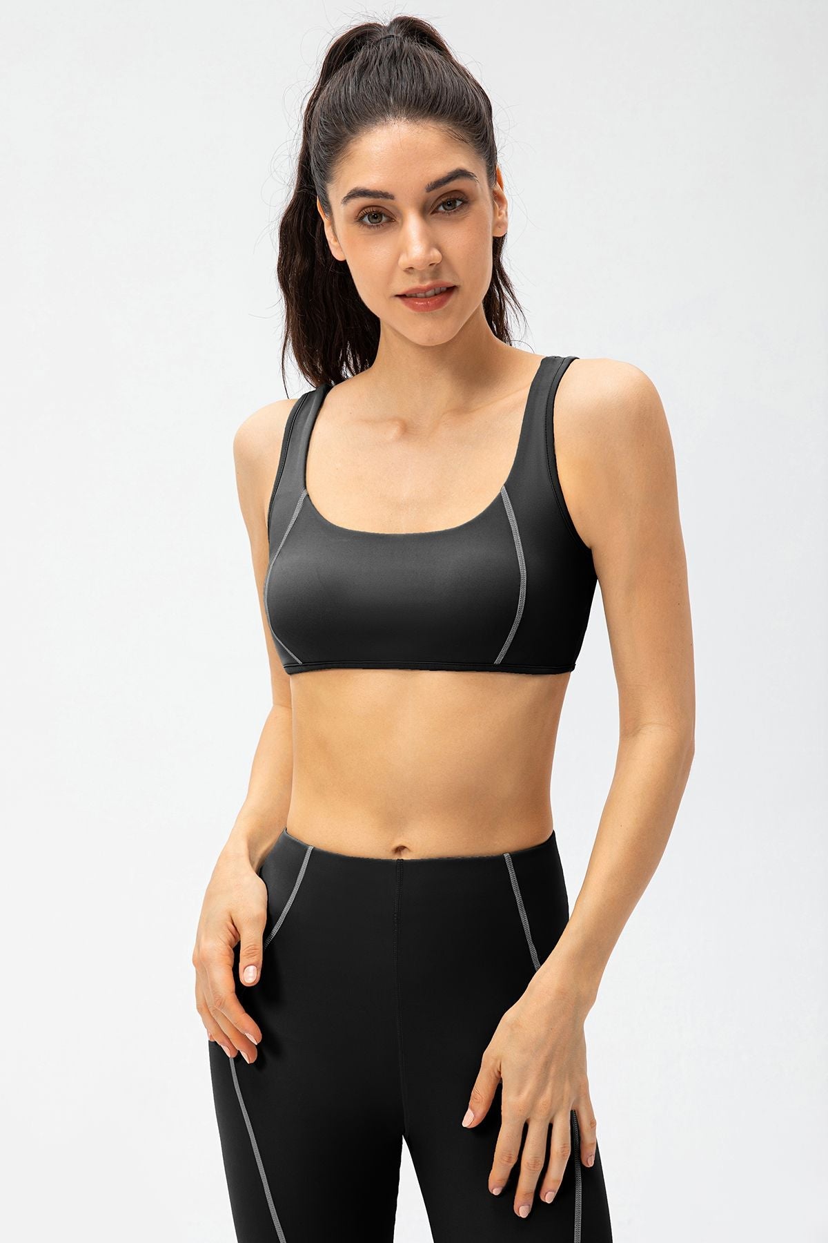 Contrast Trim Back Cutout Sports Bras Light Support by bornfocus