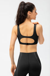 Contrast Trim Back Cutout Sports Bras Light Support by bornfocus