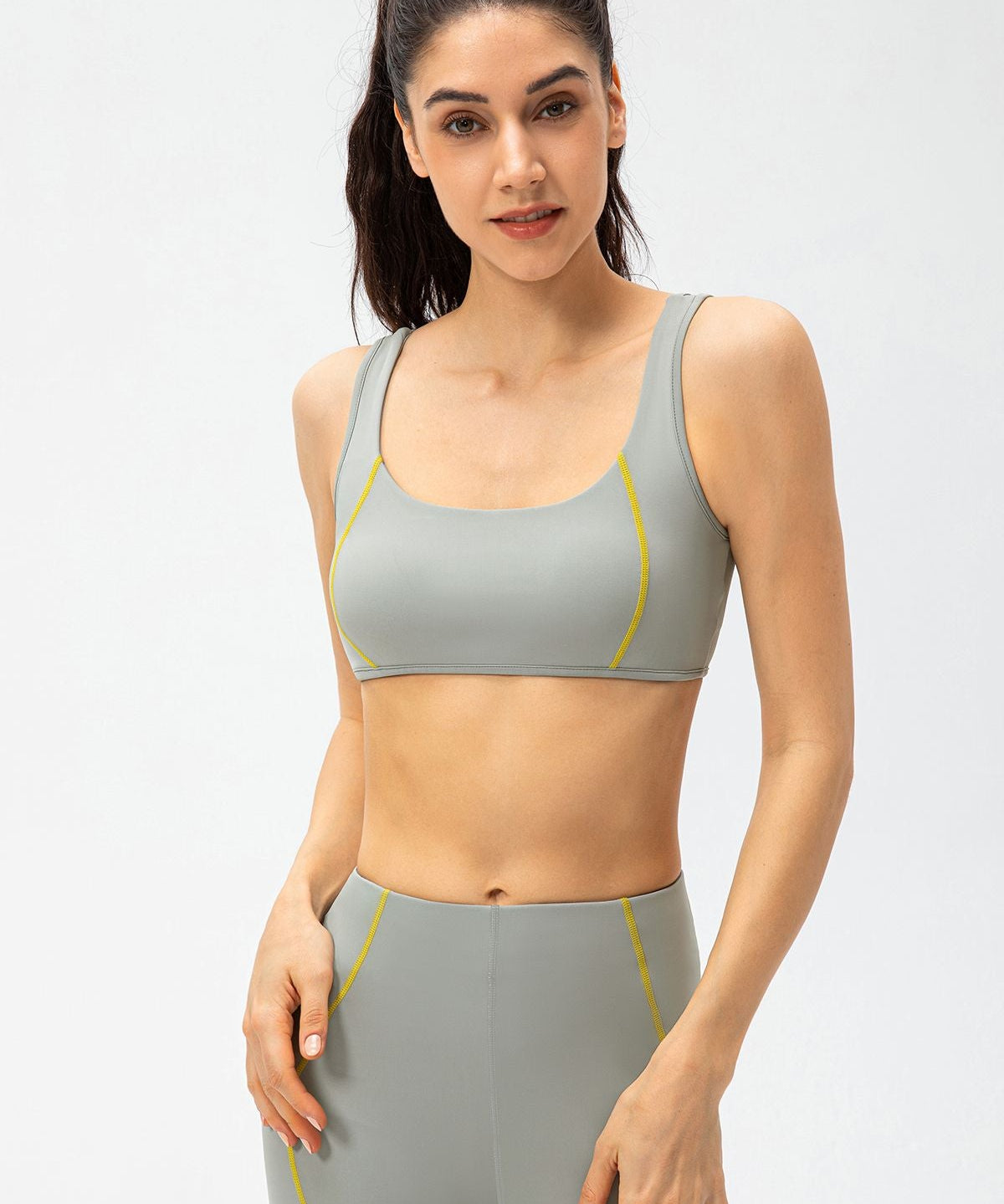 Contrast Trim Back Cutout Sports Bras Light Support by bornfocus