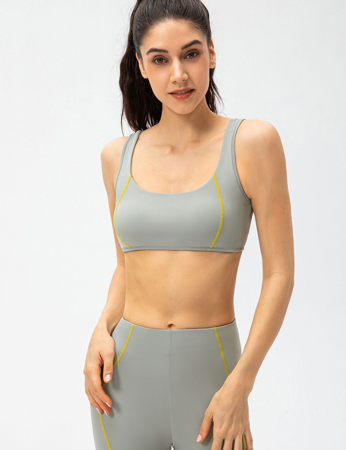 Contrast Trim Back Cutout Sports Bras Light Support by bornfocus