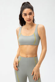 Contrast Trim Back Cutout Sports Bras Light Support by bornfocus