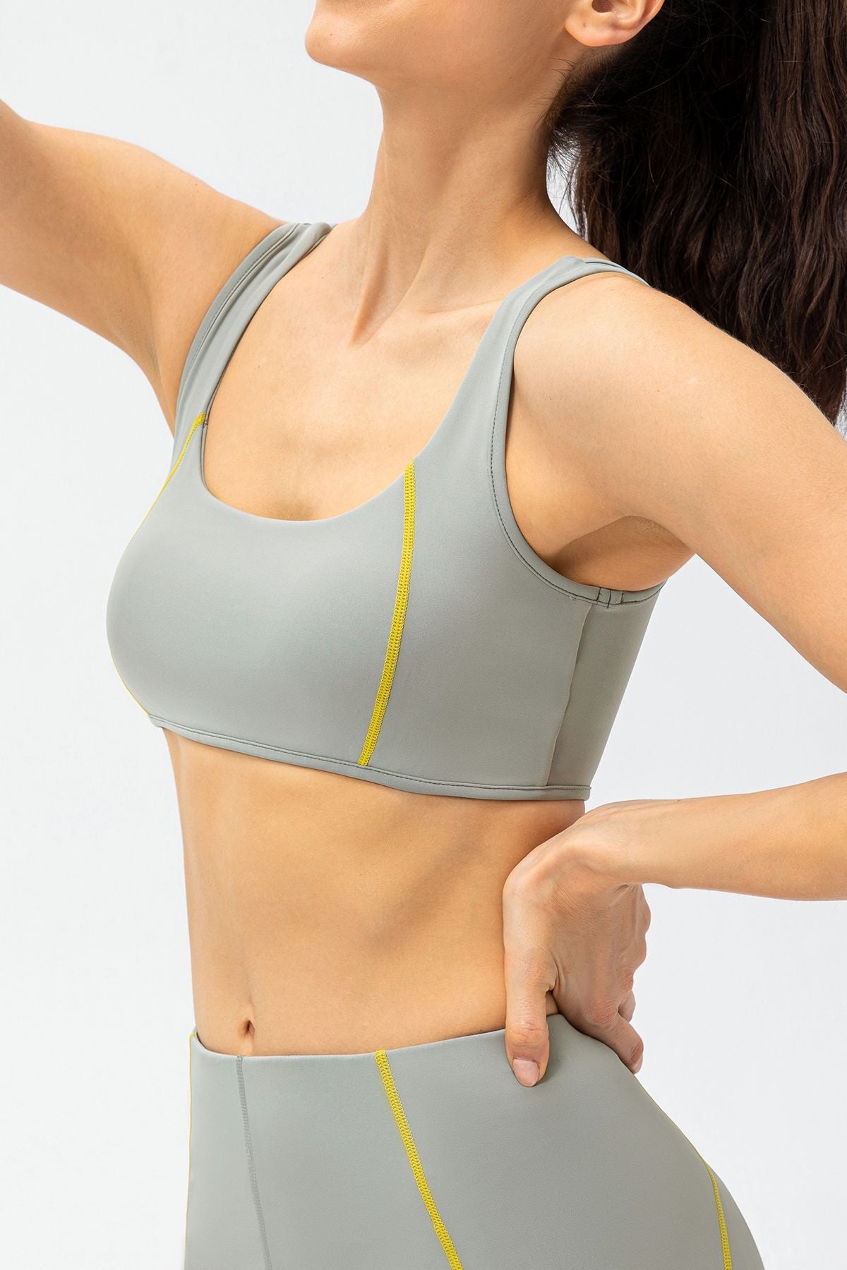 Contrast Trim Back Cutout Sports Bras Light Support by bornfocus