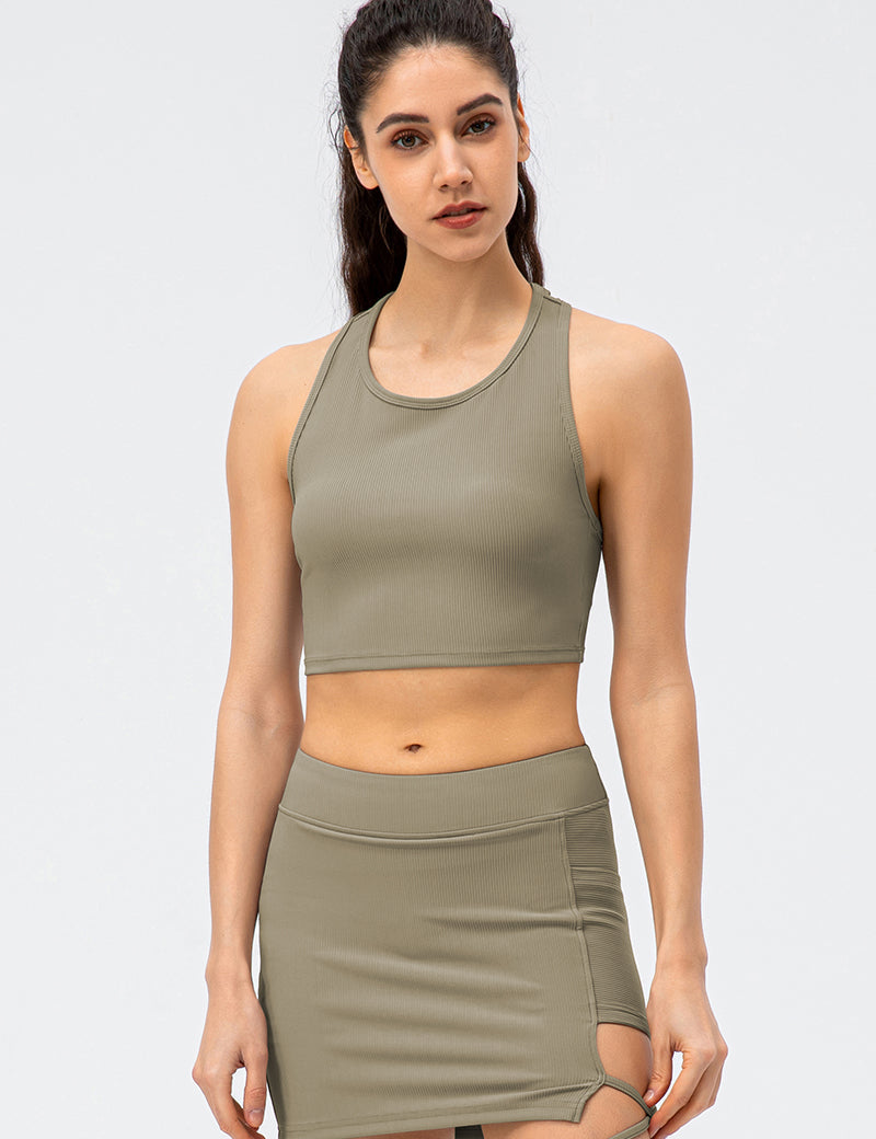 Ribbed Crop Tops Sleeveless Shirts by bornfocus