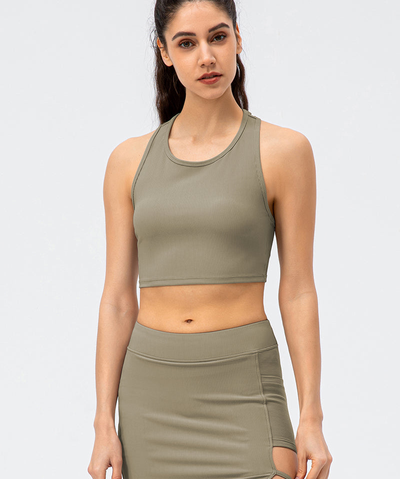 Ribbed Crop Tops Sleeveless Shirts by bornfocus