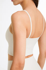 Ribbed Spaghetti Strap Cropped Camisole by bornfocus