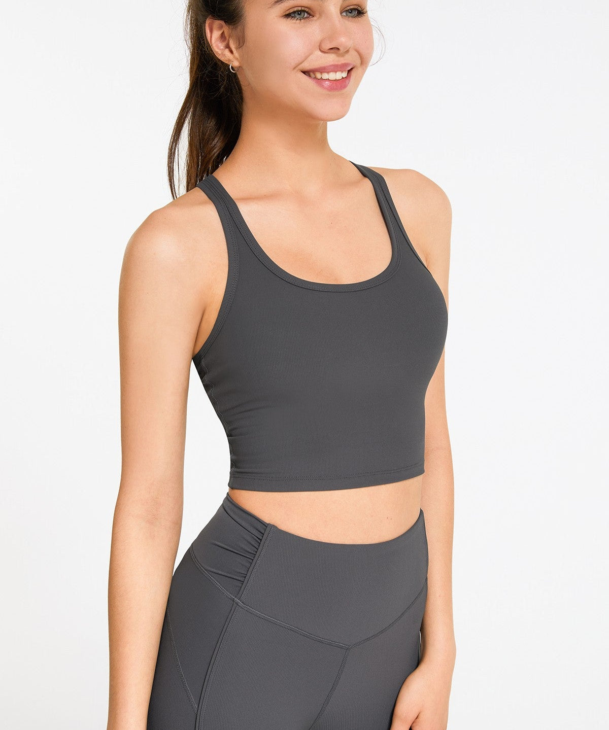 Ribbed Racerback Cropped Tank Tops by bornfocus