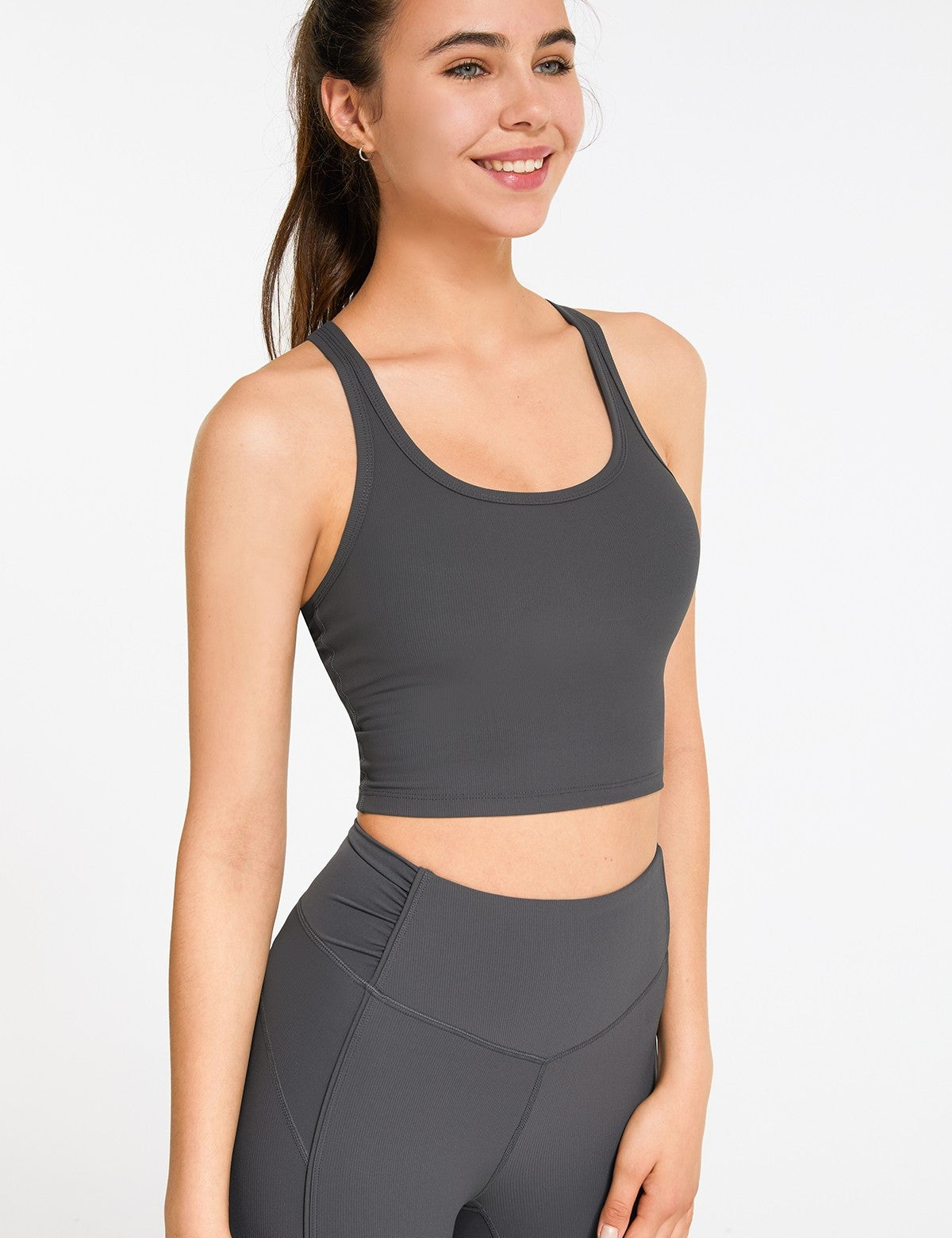 Ribbed Racerback Cropped Tank Tops by bornfocus