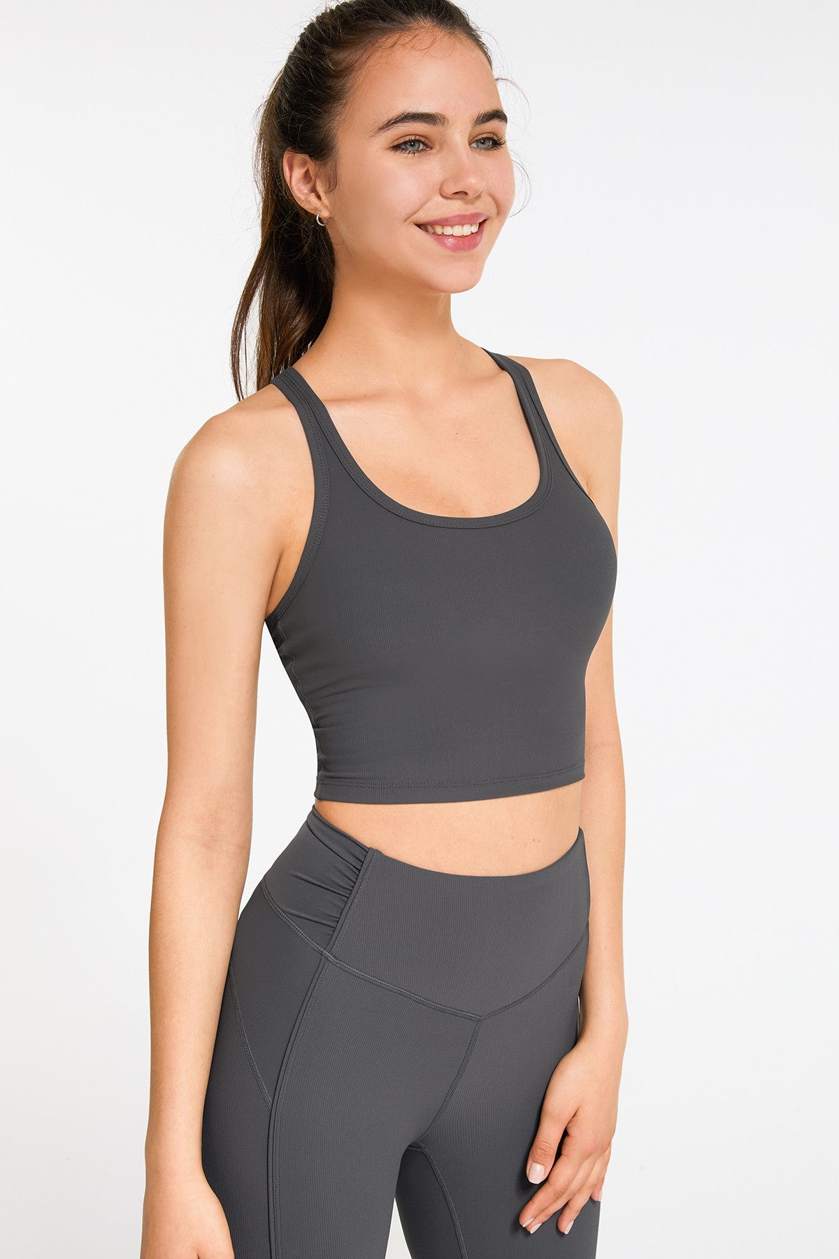 Ribbed Racerback Cropped Tank Tops by bornfocus