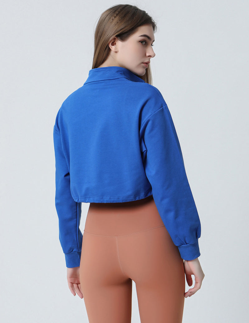 Half-zip Stand-up Collar Sweatshirt by bornfocus